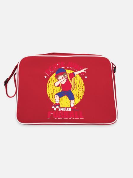 Echte Jungs Spielen Fußball - Retro Tasche - Rot/Weiß - Hinten
