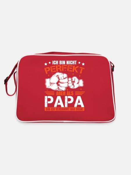 Papa Sprüche Vatertag - Retro Tasche - Rot/Weiß - Hinten