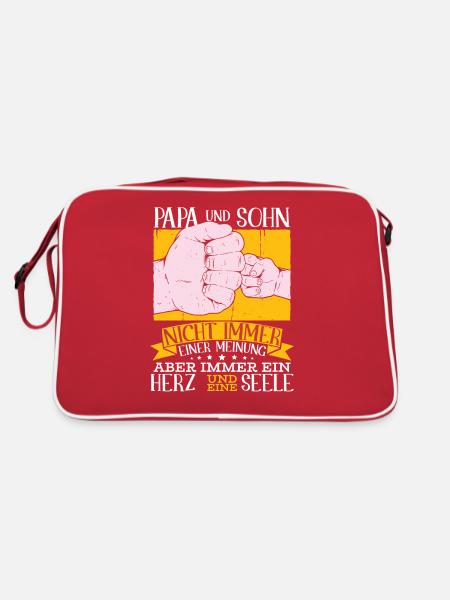 Papa und Sohn - Retro Tasche - Rot/Weiß - Hinten