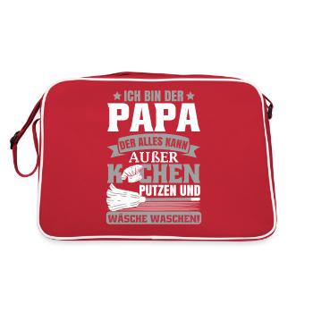 Ich Bin Der Papa Der Alles Kann - Retro Tasche - Rot/Weiß - Hinten