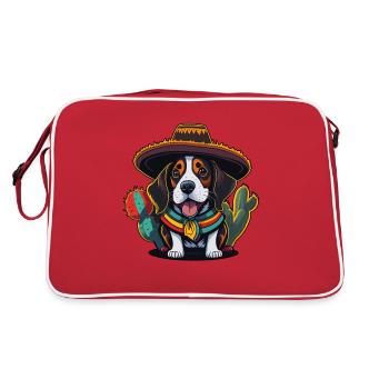 Cinco de Mayo Beagle Mexikanischer Sombrero Beagle - Retro Tasche - Rot/Weiß - Hinten