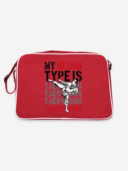 My Blood Type Is Taekwondo - Retro Tasche - Rot/Weiß - Hinten
