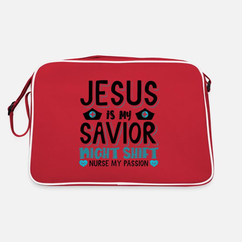 Jesus is my savior Night Shift Nurse Retro Tasche