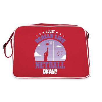 I just really like netball - Retro Bag - red/white - Back