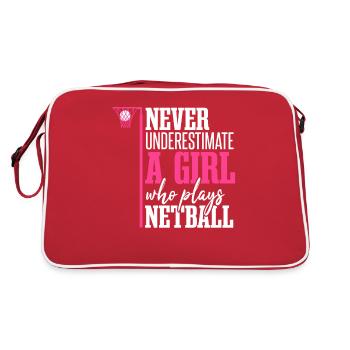 Never Underestimate A Girl Who Plays Netball - Retro Bag - red/white - Back