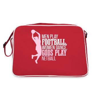 Funny Netball Quote - Retro Bag - red/white - Back