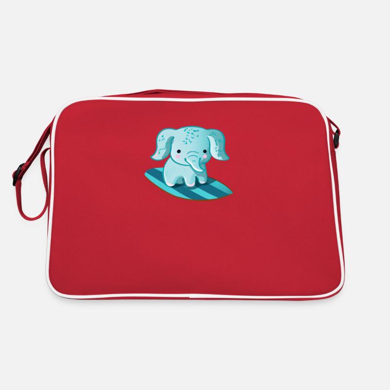 Cute kawaii elephant surfing sur surfeur de planche de surf Sac Retro