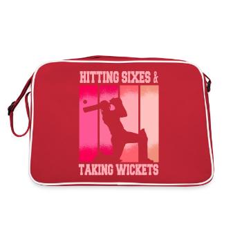 Joueuse de cricket drôle - Sac Retro - rouge/blanc - Dos