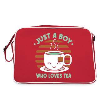Nur ein Junge, der Tee liebt - Retro Tasche - Rot/Weiß - Hinten
