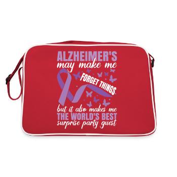 Bewusstsein für Alzheimer | Lila Band | Dement - Retro Tasche - Rot/Weiß - Hinten