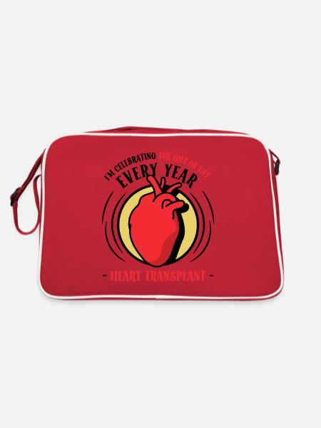 Celebrating the Gift of Life every year Heart - Retro Tasche - Rot/Weiß - Hinten