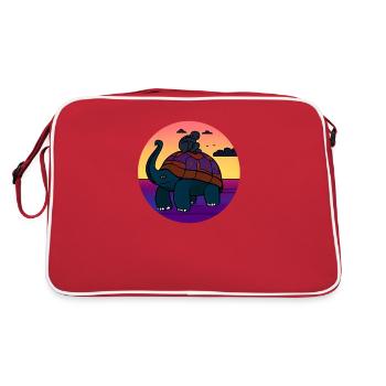 tortue éléphant singe créature mythique - Sac Retro - rouge/blanc - Dos