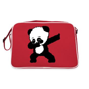 Dabbing Panda Bear Cadeau Dames Hommes Enfants - Sac Retro - rouge/blanc - Dos
