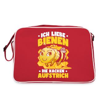 Lustiges Bienen Imker Imkerei Bienenzüchter - Retro Tasche - Rot/Weiß - Hinten