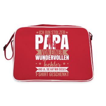 Stolzer Papa von einer wundervollen Tochter - Retro Tasche - Rot/Weiß - Hinten