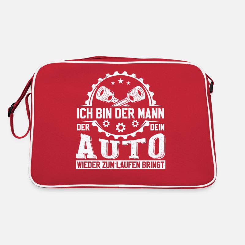 Automechaniker KFZ Mechatroniker Sprüche - Retro Tasche - Rot/Weiß