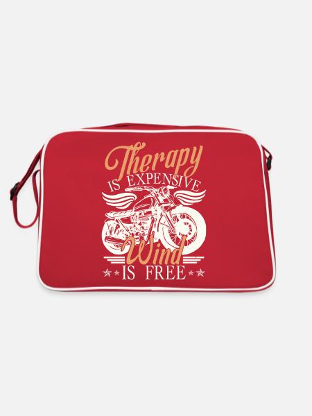 Funny Motorcycle Rider Motorbike - Retro Bag - red/white - Back
