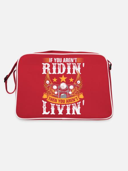 Motor Biking Bike Rider Quote - Retro Bag - red/white - Back