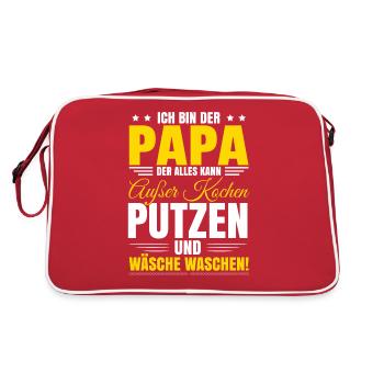 Ich bin der Papa der alles kann - Retro Tasche - Rot/Weiß - Hinten