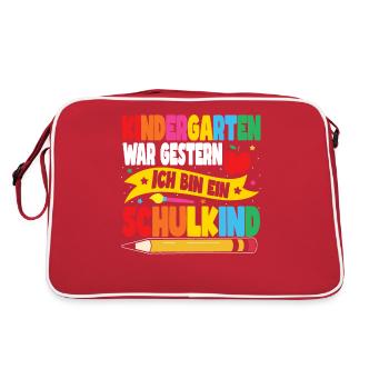 Ich bin ein Schulkind - Retro Tasche - Rot/Weiß - Hinten