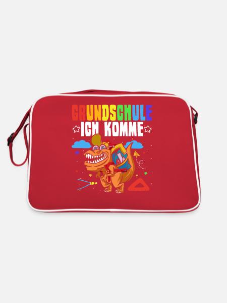 Grundschule Ich Komme Einschulung Schulkind - Retro Tasche - Rot/Weiß