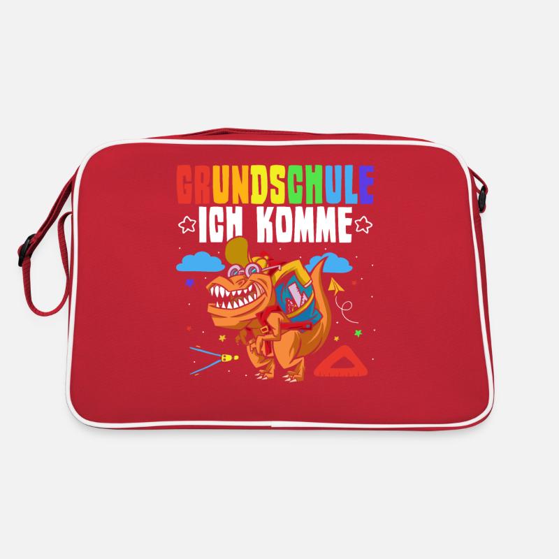 Grundschule Ich Komme Einschulung Schulkind - Retro Tasche - Rot/Weiß