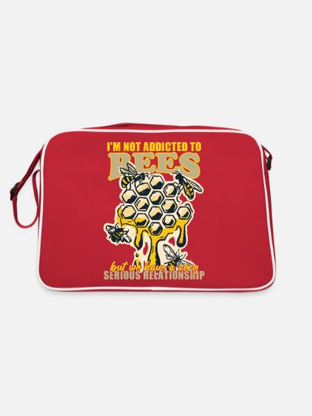Imkerei Nektar Honig Imkerei Wabe - Retro Tasche - Rot/Weiß - Hinten