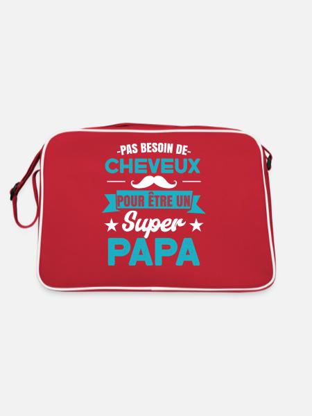Pas Besoin De Cheveux Papa Cadeau - Sac Retro - rouge/blanc