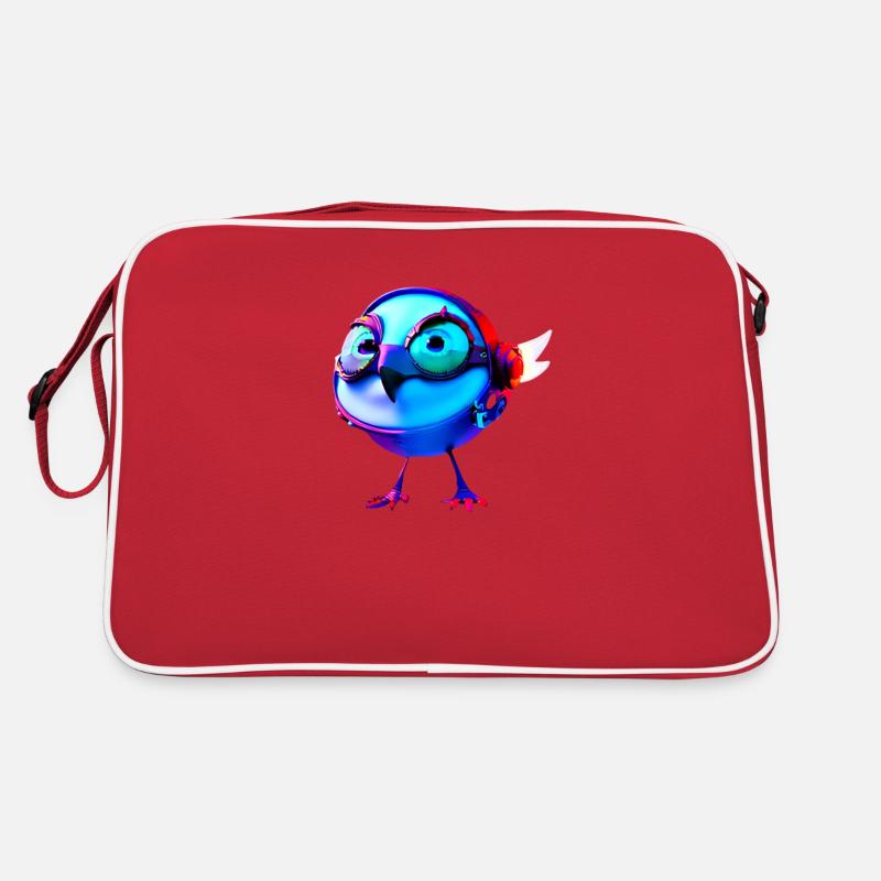 Mignon Chick Poulet Poule Robot Cyborg Bleu Sac Retro
