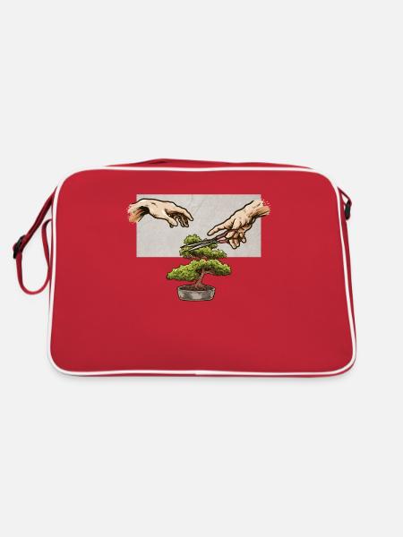 Fun Bonsai Tree Design for Bonsai Lovers - Retro Bag - red/white - Back