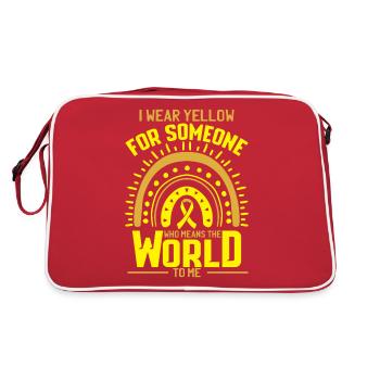 Soutien au cancer du sarcome du ruban jaune - Sac Retro - rouge/blanc - Dos