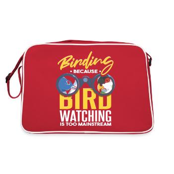 Birding Because Bird Watching Is Too Mainstream - Retro Bag - red/white - Back