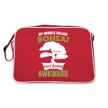 My Hobbies Include Bonsai - Retro Bag - red/white - Back