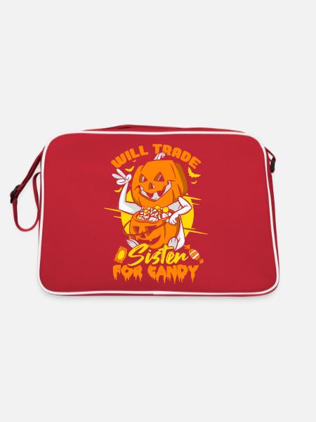 Will Trade Sister For Candy Halloween - Retro Bag - red/white - Back