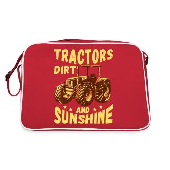 Traktor Schmutz Und Sonnenschein - Retro Tasche - Rot/Weiß - Hinten