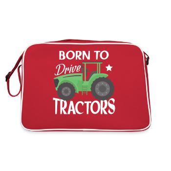Lustige Kinder Bauernhof Traktor - Retro Tasche - Rot/Weiß - Hinten
