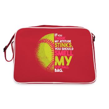Funny Softball Lover - Retro Bag - red/white - Back