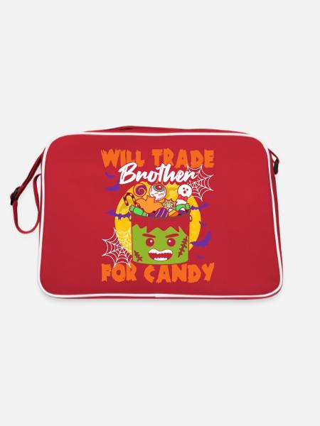 Will Trade Brother For Candy Halloween - Retro Bag - red/white - Back