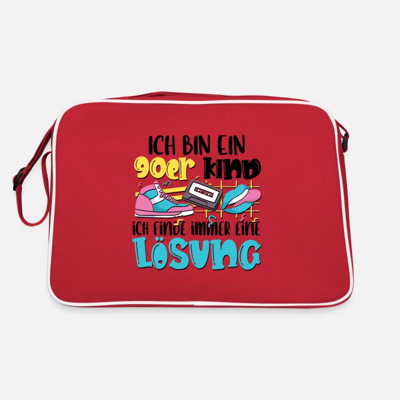 Ich bin ein 90er Kind - Retro Tasche - Rot/Weiß