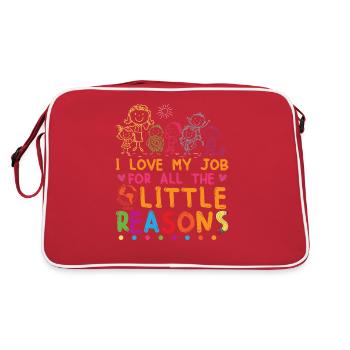 J’aime mon travail pour toutes les petites raisons | Enseignant - Sac Retro - rouge/blanc - Dos
