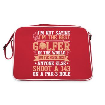Funny Golf Player Golfing - Retro Bag - red/white - Back