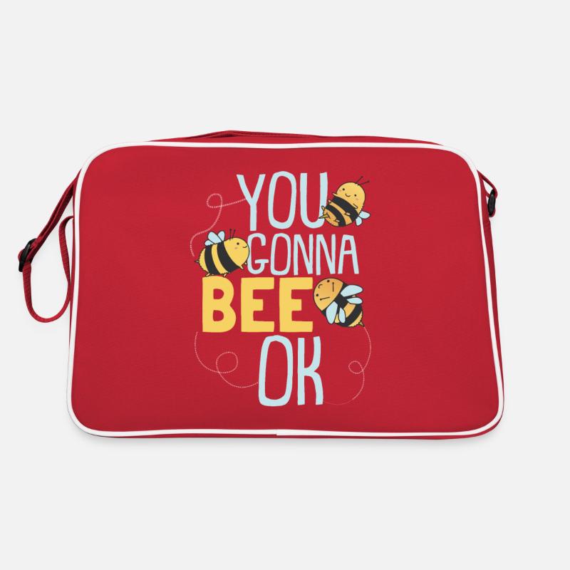 Tu vas à Bee Ok | Bourdon mignon d’abeille - Sac Retro - rouge/blanc