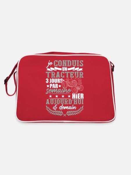 Je Conduis Un Tracteur - Sac Retro - rouge/blanc - Dos