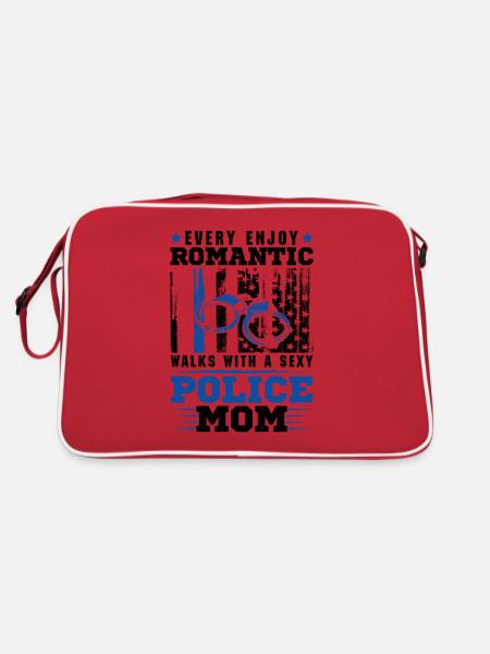 Polizei Polizist Polizeibeamte - Retro Tasche - Rot/Weiß - Hinten