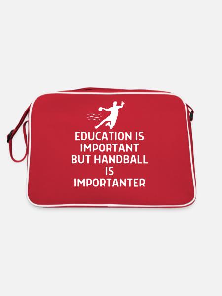 Handball Handballer Spruch Geschenk - Retro Tasche - Rot/Weiß - Hinten