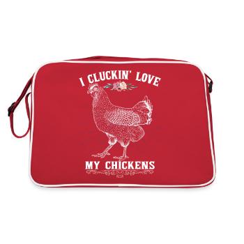 J’aime mes poules | Poule | Agriculture - Sac Retro - rouge/blanc - Dos