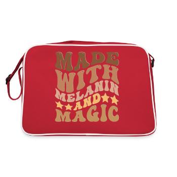 Melanin und Magie - Retro Tasche - Rot/Weiß - Hinten