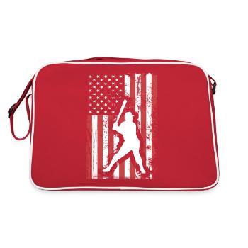 4. Juli Baseball US Grunge Flagge - Retro Tasche - Rot/Weiß - Hinten