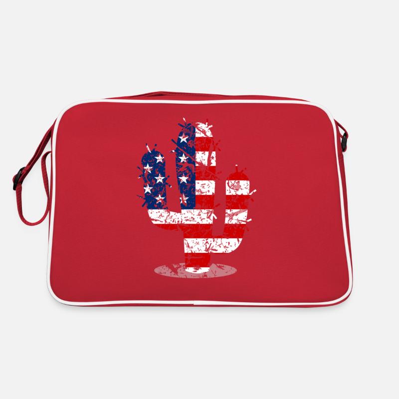 4. Juli Kaktus US-Flagge - Retro Tasche - Rot/Weiß