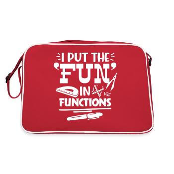 Ich stecke den Spaß in Funktionen - Retro Tasche - Rot/Weiß - Hinten
